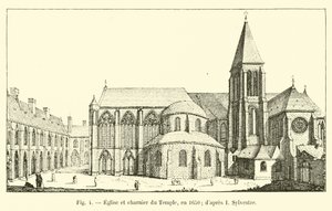 Eglise et charnier du Temple, in 1650; naar I Sylvestre