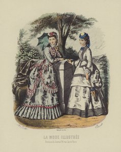 Elegante vrouwen in historische kleding in de tuin door French School