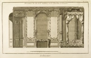 Elevatie van de schoorsteensectie van de Paradekamer, in het appartement van de Hertogin van Orléans in het Palais Royal in Parijs, uit Diderots Encyclopedie, uitgegeven 1762 door French School