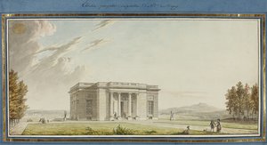 Élévation perspective du pavillon de Mde. Du Barry (pen en zwarte inkt met aquarel op papier) door French School
