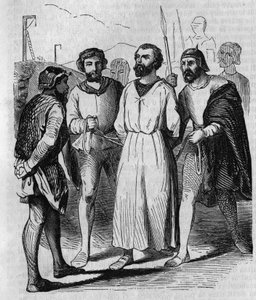 Enguerrand de Marigny kamerheer en minister van koning Filips IV de Schone op weg naar de marteling in 1315. Gravure uit de 19e eeuw. door French School