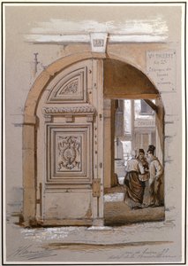 Ingang van het hotel van de markiezin de Brinvilliers, 28 rue de Bievre, Parijs door French School