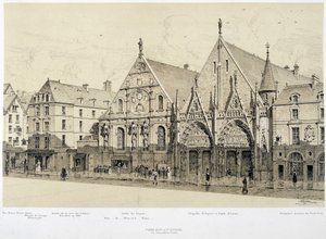 Entree van het Hotel-Dieu, rue du Marche Palu, in 1590 - in 
