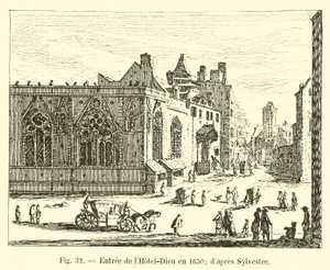 Ingang van het Hotel-Dieu in 1650; naar Sylvestre