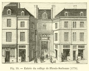 Ingang van het college van Plessis-Sorbonne, 1779 door French School