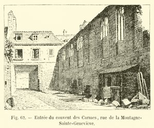 Ingang van het klooster van de Karmelieten, rue de la Montagne-Sainte-Genevieve door French School