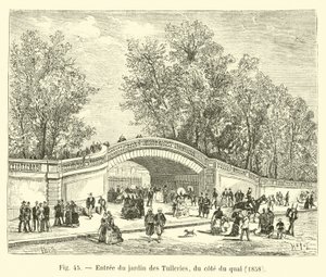 Ingang van de tuin van de Tuilerieën, aan de kadezijde, 1858 door French School