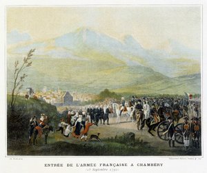 Intocht van het Franse leger in Chambéry, 25 september door French School