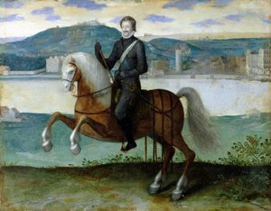 Ruiterportret van Hendrik IV (1553-1610) Koning van Frankrijk, voor de muren van Parijs, 1594