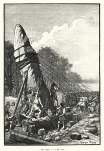 Oprichting van een Menhir door French School