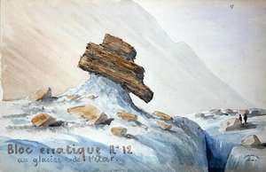 Erratische blok nr.12 bij de Aar-gletsjer in de Zwitserse Alpen door French School
