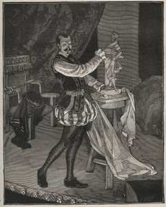 Etienne Marin Melingue (1808-1875), Franse acteur die beeldhouwer Benvenuto Cellini speelt in 