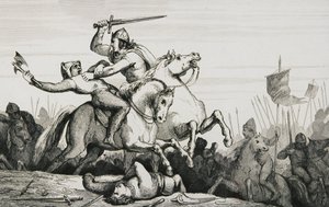 Eudes (860-98) in gevecht tegen de Noormannen, uit 