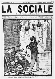 Uitzetting, voorpagina van La Sociale, 21-28 juli 1895 door French School
