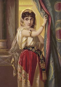 Exotisch meisje, draagt gouden juwelen (chromolitho) door French School