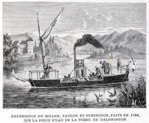 Ervaring van Miller, Taylor en Symington, gedaan in 1789, op het waterstuk van Dalswinton