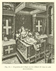Tentoonstelling van het wassen beeld van Hendrik IV in de zaal van de Kariatiden door French School