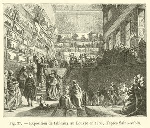 Tentoonstelling van schilderijen in het Louvre in 1763, naar Saint-Aubin