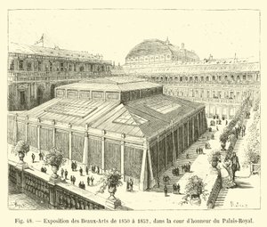 Tentoonstelling van Schone Kunsten van 1850 tot 1852, in de erehof van het Palais-Royal door French School