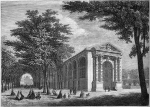Buitenaanzicht van de palmzaal van de Prins Imperial in de Tuilerieën, Parijs