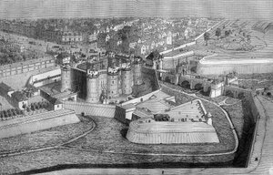 Buitenaanzicht van de Bastille in Parijs in 1650 door French School