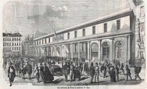 Buitenaanzicht van de School of Medicine of Paris - Gravure in 