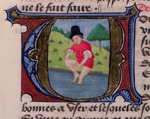 Bloedzuigen, uit Traite de Medecine door Aldebrande de Florence, 1356 door French School