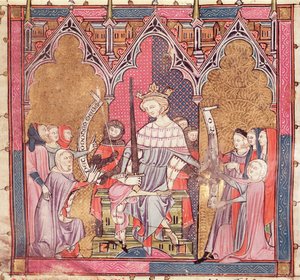 F.3r De koning die recht spreekt, uit Justiniani in Fortiatum door French School