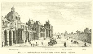 Voorgevel van het kasteel aan de tuinzijde in 1650, naar I Sylvestre door French School