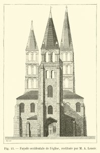 Westelijke gevel van de kerk, gerestaureerd door M. A. Lenoir door French School