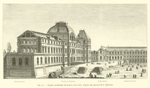 Westelijke gevel van het Louvre rond 1650, naar een gravure van I Sylvestre door French School
