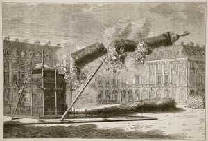 Val van de Vendômekolom, april 1871, illustratie uit Cassells Geschiedenis van de Oorlog tussen Frankrijk en Duitsland, 1870-1871 door French School