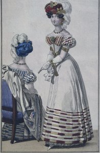 Modeplaat, Parijs, illustratie uit Le Petit Courrier des Dames, ca.1820