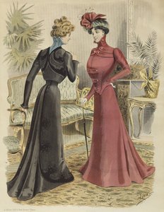 Modeplaat, in de woonkamer, illustratie uit La Nouvelle Mode, 1897 door French School