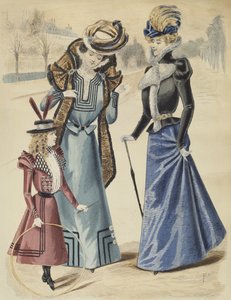 Modeplaat, op de boulevard, illustratie uit La Nouvelle Mode, 1897 door French School