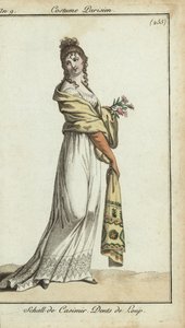 Modieuze vrouw met een cashmere sjaal door French School