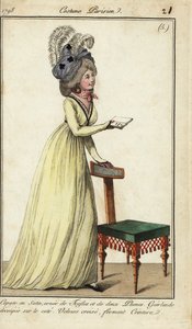 Modieuze vrouw met stoel