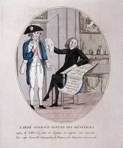 Vader Grimaud rouwt om zijn winsten, een cartoon van de revolutie, eind 18e eeuw door French School