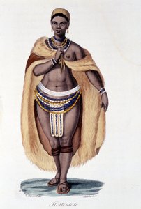 Hottentot vrouw (Venus Hottentot) in traditionele kleding - in 