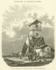 Boerderij en graf in het platteland van Rome