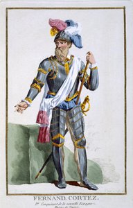 Fernand Cortez (1485-1547), gegraveerd door Pierre Duflos (1742-1816), 1780 (kopergravure) door French School