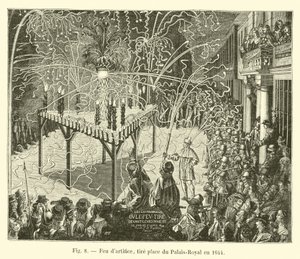 Vuurwerk, afgeschoten op het Palais-Royal plein in 1644 door French School