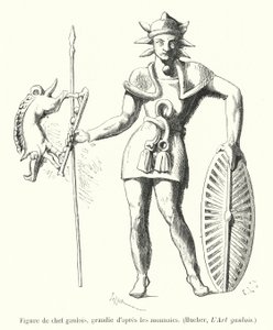 Figuur van een Gallische leider, vergroot naar de munten door French School