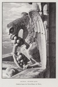 Beeld van een chimerisch dier, van de bovenste galerij van Notre Dame de Paris door French School