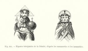 Driehoofdige Figuren van de Drie-eenheid, naar de manuscripten en incunabelen door French School