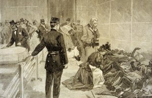 Brand in de Bazar de la Charité in Parijs op 4 mei 1897: na de ramp, families identificeren de slachtoffers in het Palais de l