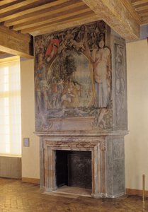 Open haard in de Chambre du Roi door French School