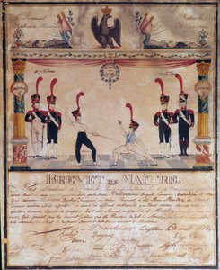 Eerste Keizerrijk: Meester van Wapens certificaat in 1813. Schermdiploma, Parijs, Musée de l