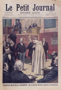 Eerste moslimafgevaardigde in de Franse Assemblee, Dr. Philippe Grenier, omslagillustratie van Le Petit Journal, 24 januari 1897 door French School