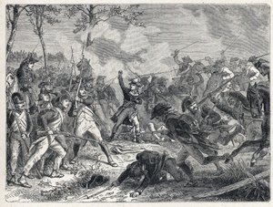 Eerste coalitie: Lazare Nicolas Marguerite Carnot tijdens de Slag bij Wattignies tegen het Oostenrijkse leger op 16 oktober 1793.